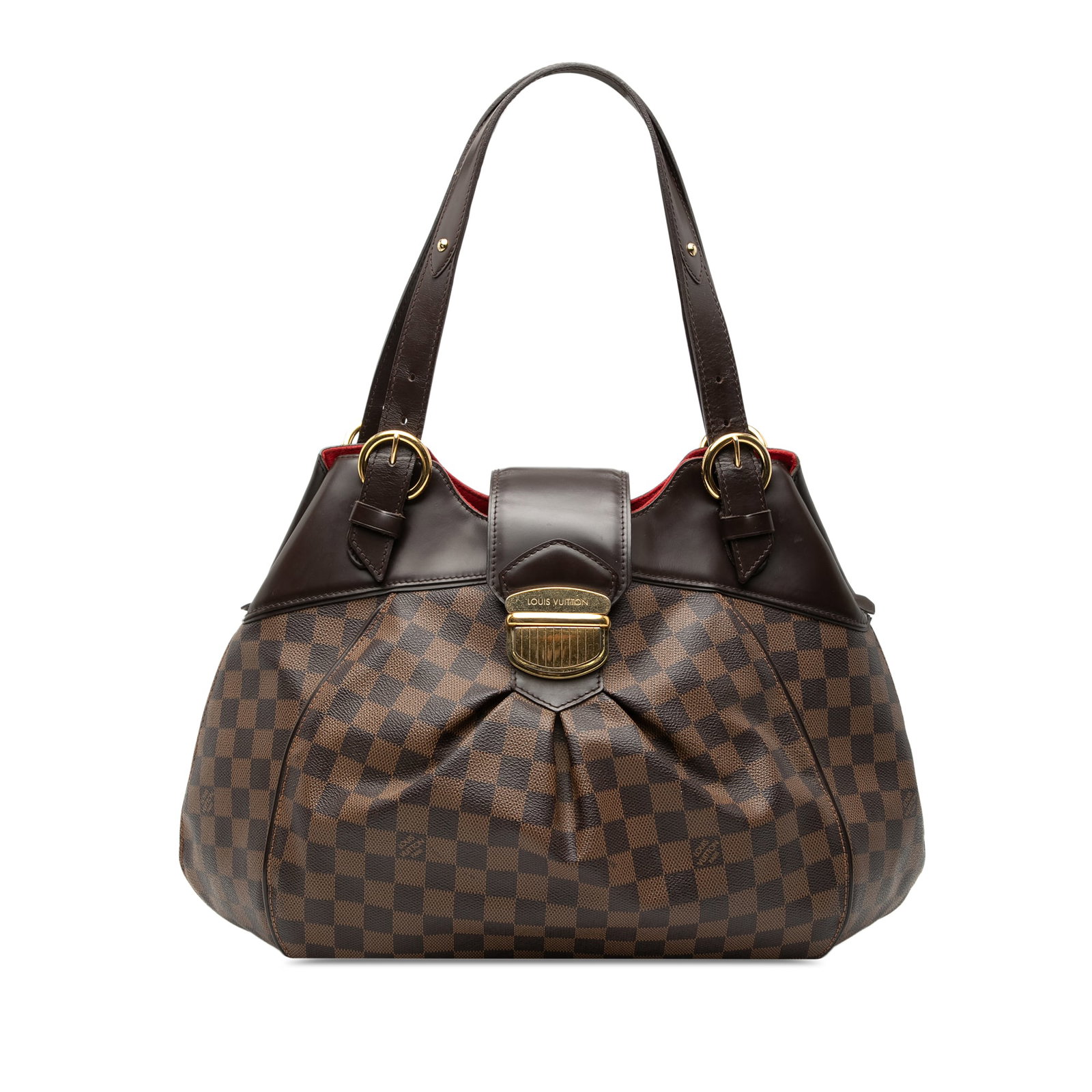 Louis Vuitton Sistina GM Brown Damier Ebene Canvas Shoulder Bag: Louis Vuitton Sistina GM Brown Damier Ebene Canvas Shoulder Bag The Louis Vuitton Damier Ebene Sistina GM is a spacious handbag crafted from signature Damier canvas with flat leather handles and a fro