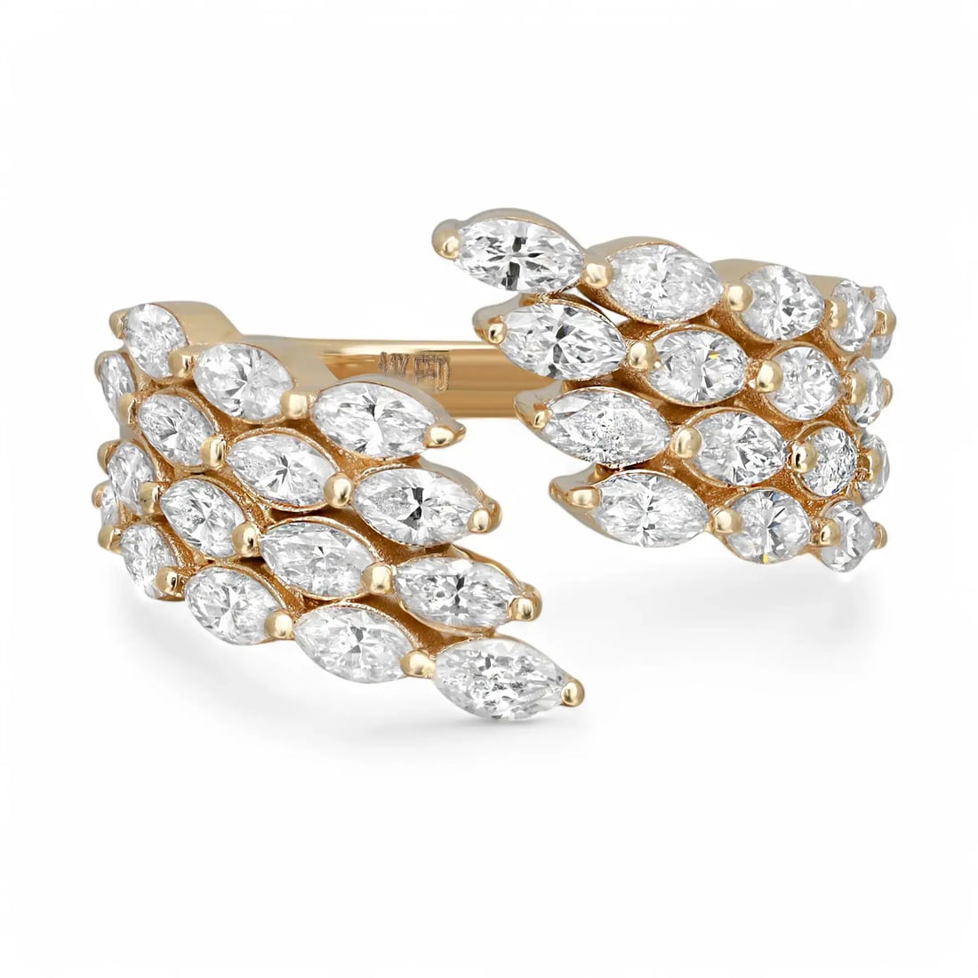 Rachel Koen 2.24ct Marquise Diamond Open Band Ring 14K Yellow Gold: Rachel Koen 2.24ct Marquise Diamond Open Band Ring 14K Yellow Gold This exquisite band ring by Rachel Koen features a stunning arrangement of marquise cut diamonds set in 14K yellow gold. With a total