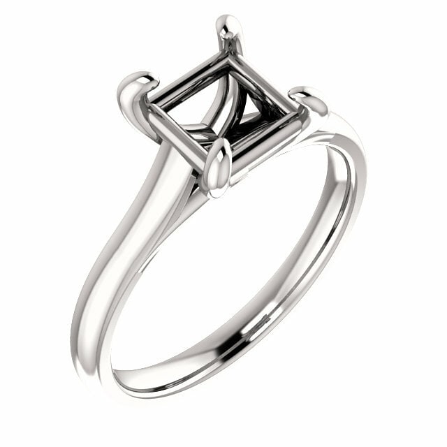 Rachel Koen 14K Gold Princess Cut Solitaire Ring Mounting Size 6.5 (1 of 5)