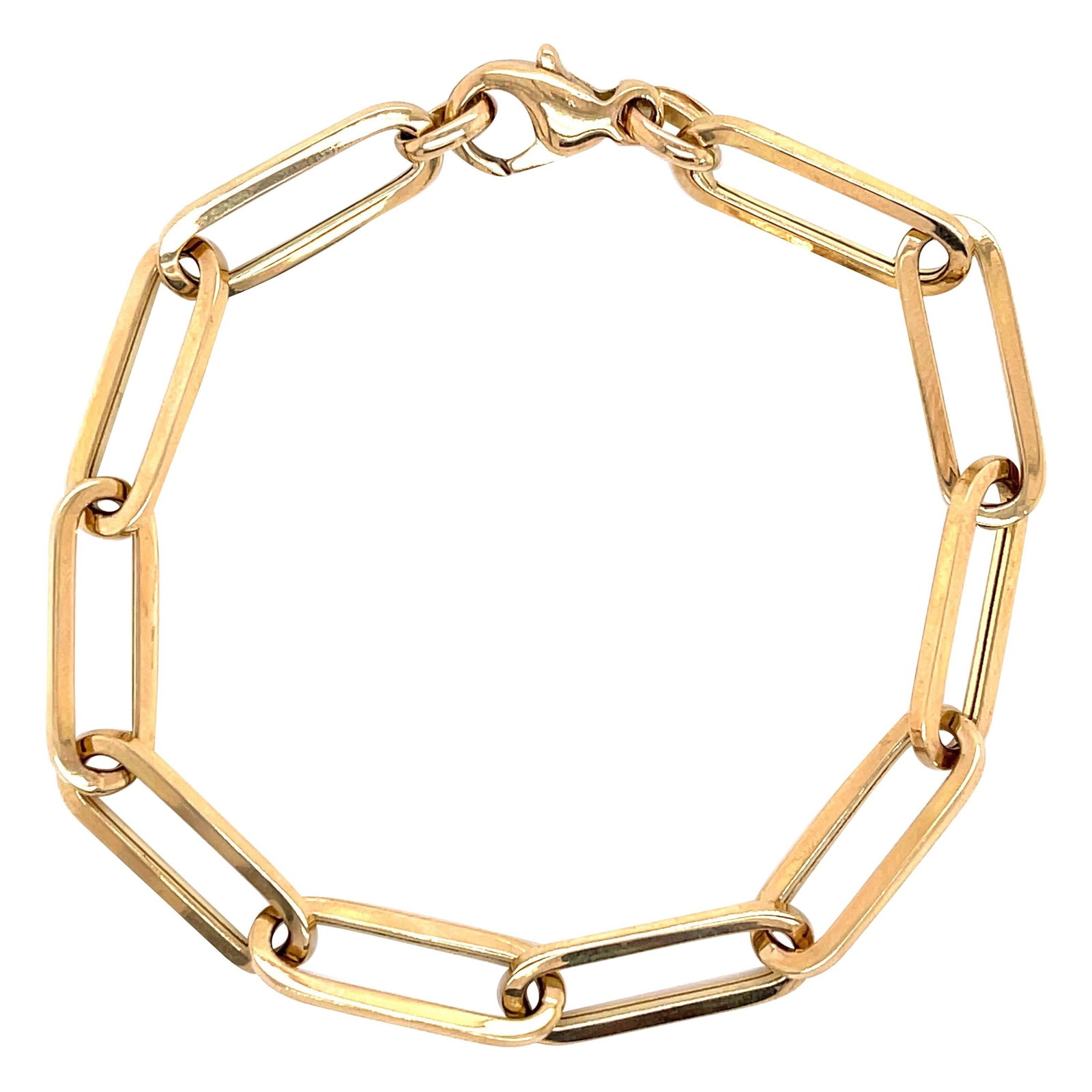 Italian 14K Yellow Gold Paperclip Bracelet 5.4g 7.25in by Harbor Diamonds: Italian 14K Yellow Gold Paperclip Bracelet 5.4g 7.25in by Harbor Diamonds This exquisite Italian bracelet is crafted from 14 karat yellow gold, showcasing a contemporary paperclip link design. Weighin