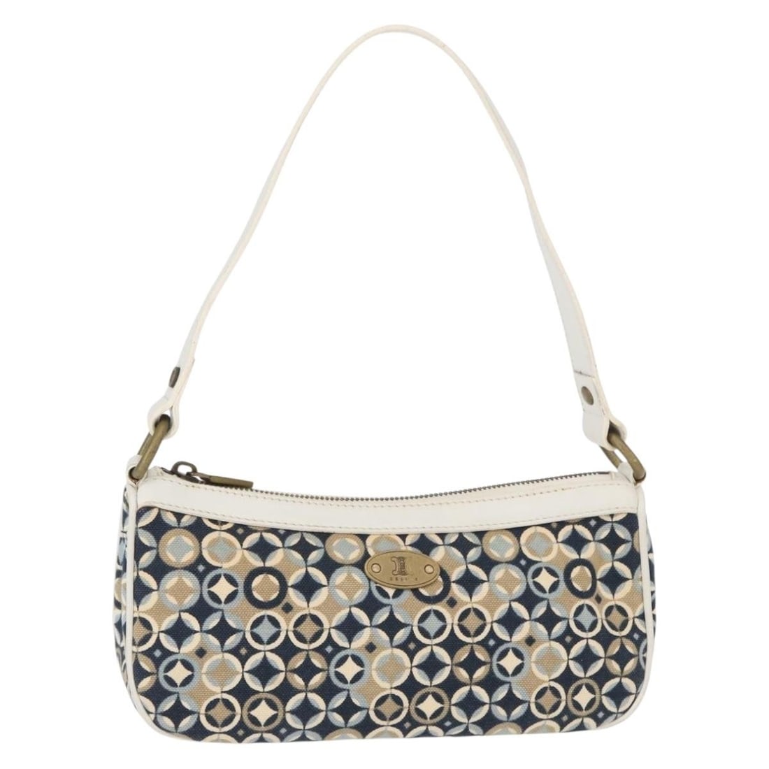 CELINE Navy Canvas Accessory Pouch with Dust Bag: CELINE Navy Canvas Accessory Pouch with Dust Bag This elegant CELINE Accessory Pouch is crafted from durable navy canvas, ensuring both style and functionality. Measuring approximately 9.1 inches in l