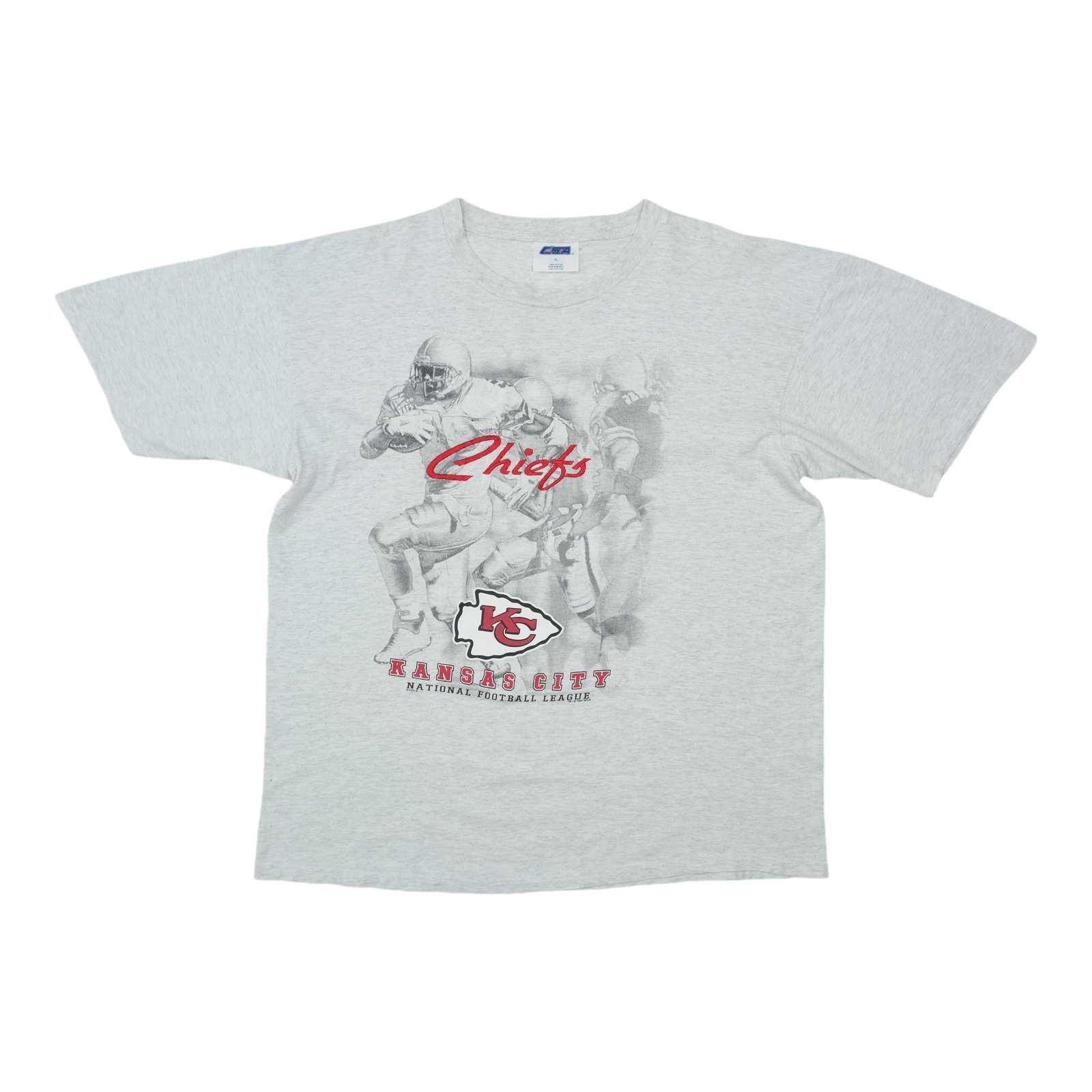 Vintage Kansas City Chiefs Gray Cotton T Shirt XL: Vintage Kansas City Chiefs Gray Cotton T Shirt XL Original vintage 1990s Kansas City Chiefs shirt. This is a true vintage shirt, not a modern reproduction. It is in good condition with no holes and di