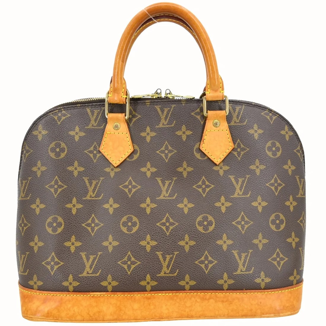 Louis Vuitton Alma handbag in brown monogram canvas: Louis Vuitton Alma handbag in brown monogram canvas Louis Vuitton Alma handbag in brown Monogram canvas. This structured top-handle bag is made in France and is presented in good condition with visibl