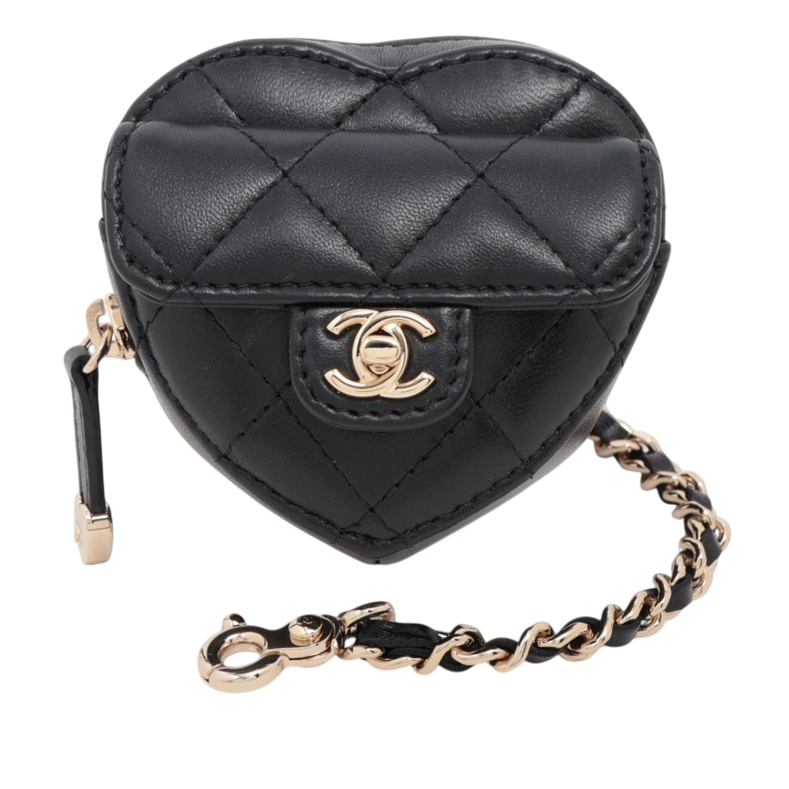 Chanel CC in Love Heart Lambskin Bag Charm Key Chain (1 of 8)