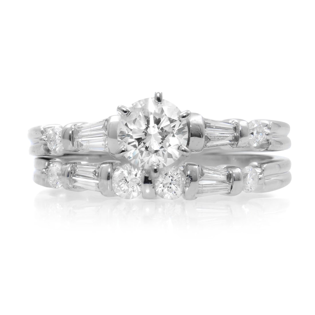 Rachel Koen 1.25Cttw Diamond Bridal Ring Set 14K White Gold Size 8: Rachel Koen 1.25Cttw Diamond Bridal Ring Set 14K White Gold Size 8 This elegant bridal ring set by Rachel Koen features a stunning engagement ring paired with a matching wedding band, both crafted fro