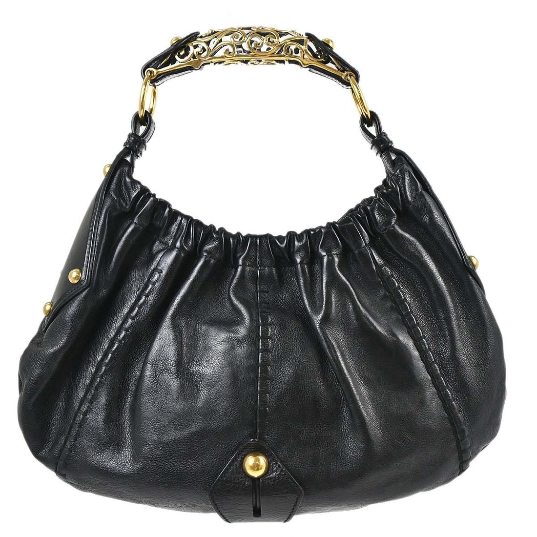 Saint Laurent Mombasa Black Leather Hobo Handbag with Pouch: Saint Laurent Mombasa Black Leather Hobo Handbag with Pouch Saint Laurent Mombasa Vincennes hobo handbag in black leather. This medium women's bag features logo accents, an inner pocket, and a casual 