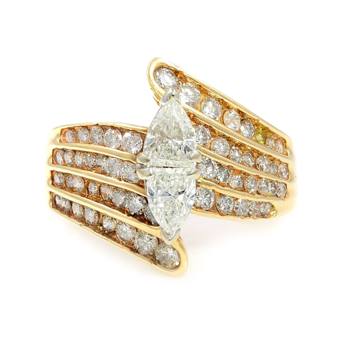 Rachel Koen 14K Yellow Gold Marquise Illusion Engagement Ring 1.75 Cttw: Rachel Koen 14K Yellow Gold Marquise Illusion Engagement Ring 1.75 Cttw This stunning engagement ring by Rachel Koen showcases a beautiful Marquise Illusion center, crafted with care in high-polished 