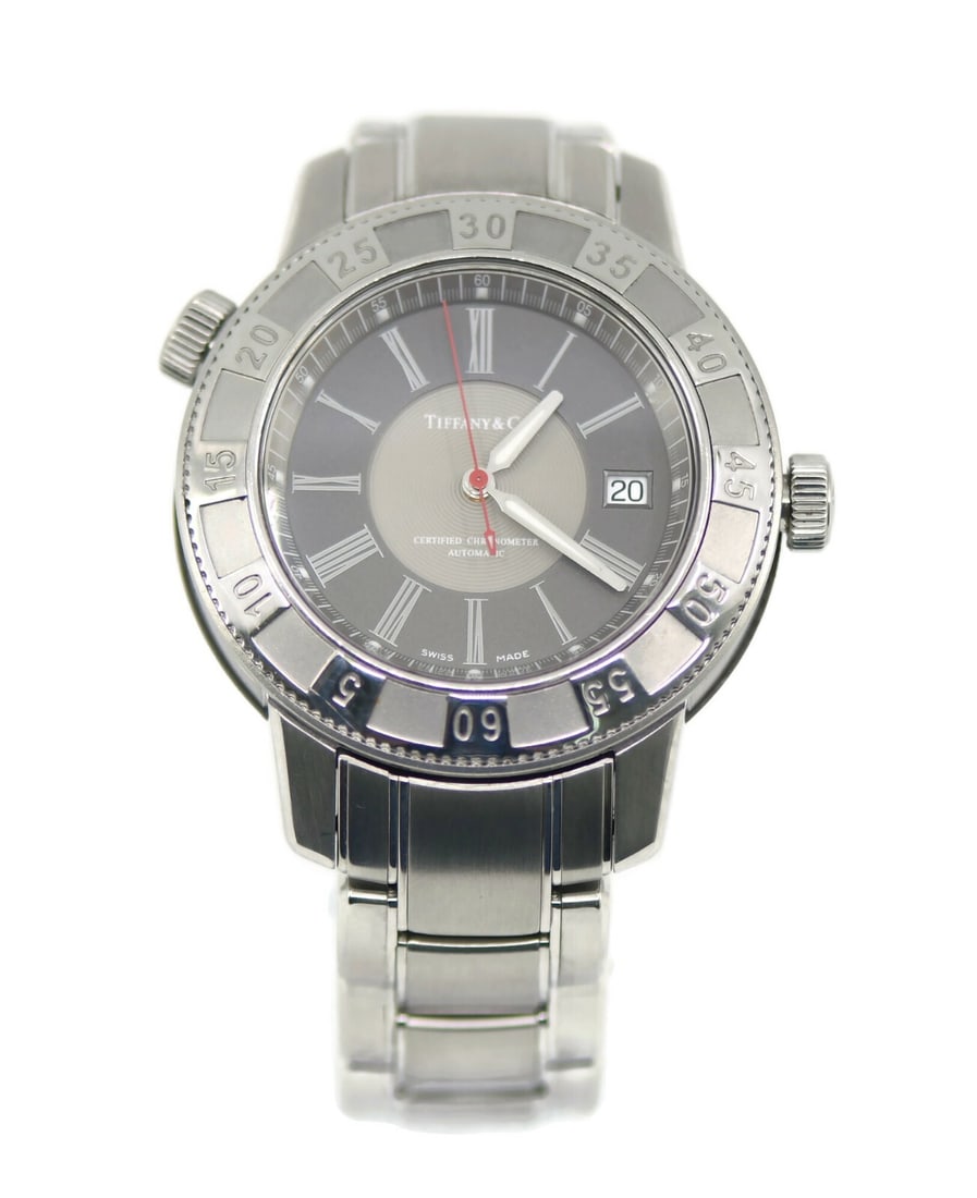 Tiffany & Co T-57 Stainless Steel Automatic Wristwatch 42mm: Tiffany & Co T-57 Stainless Steel Automatic Wristwatch 42mm This stunning Tiffany & Co. wristwatch combines elegance and functionality. Featuring a mechanical (automatic) movement, it is crafted from 