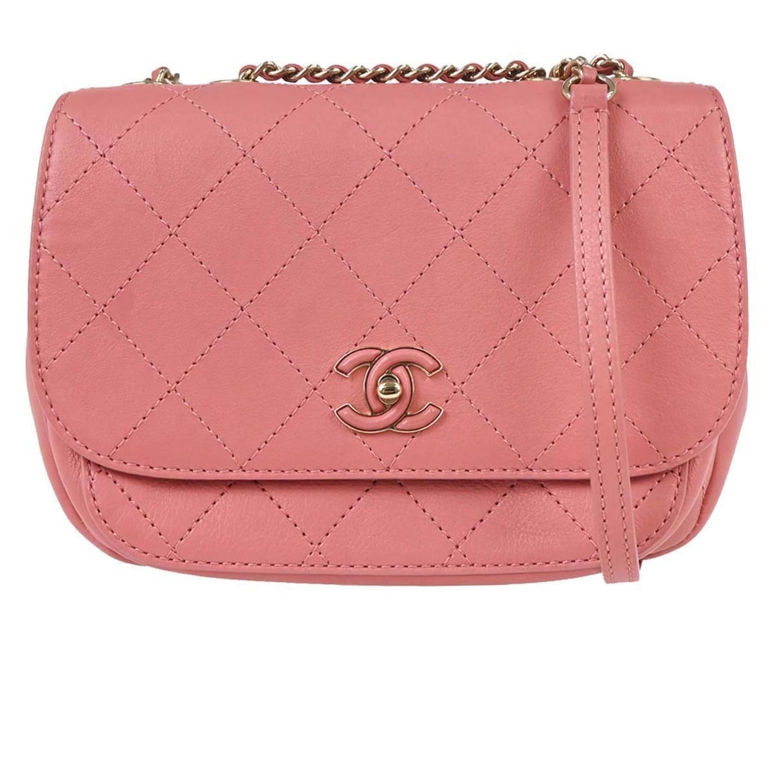 Chanel Medium Pink Calfskin Crossbody Flap Bag with CC Turn Lock (1 of 15)