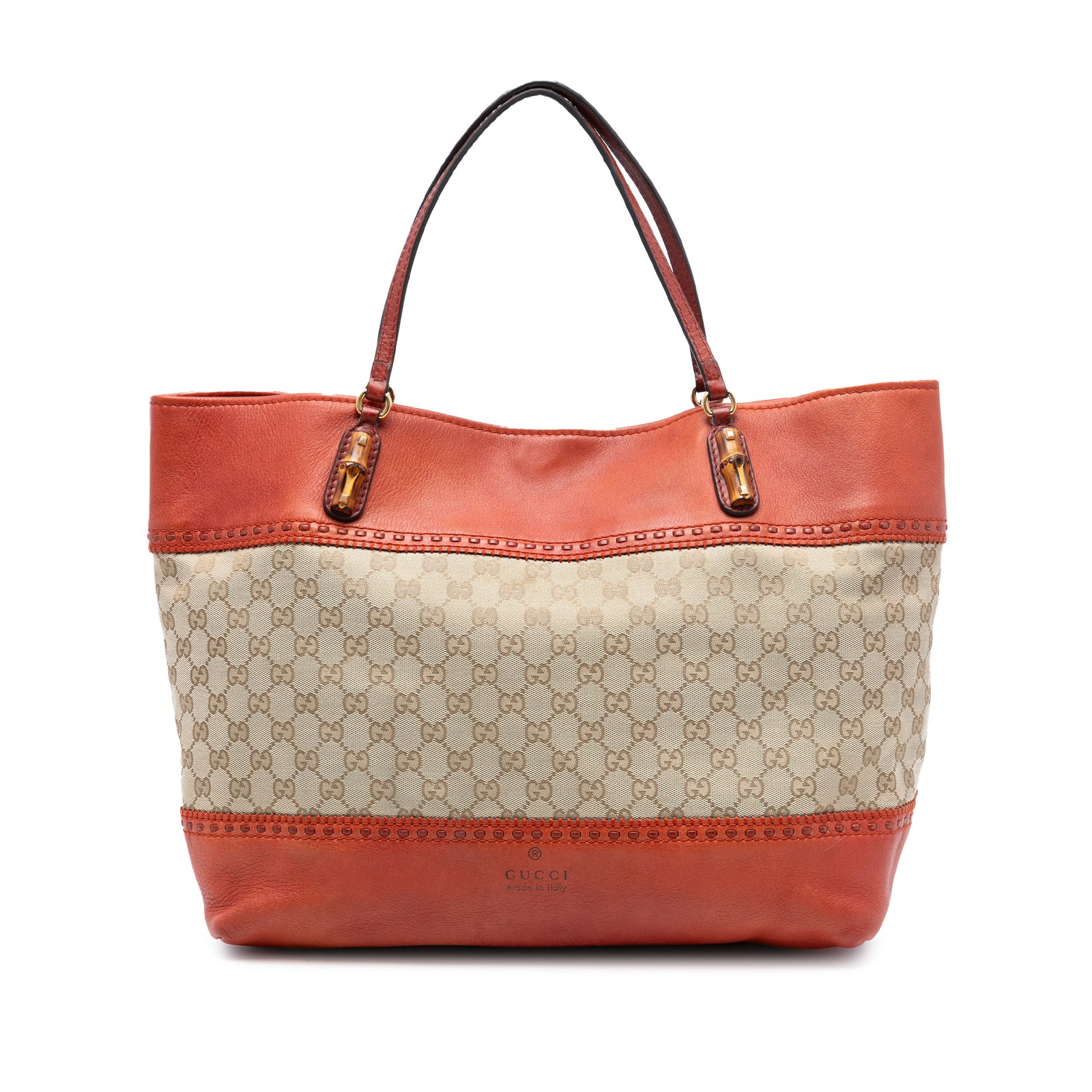 Gucci Crafty Tote Bag Large GG Canvas With Leather Trim (1 of 7)