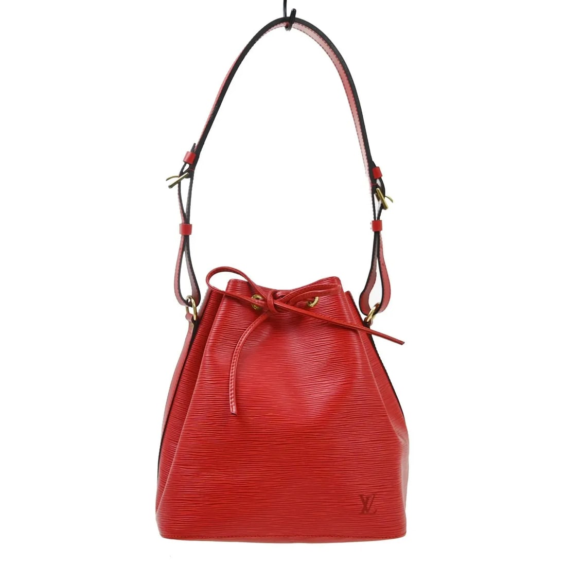 Louis Vuitton Petit Noe Red Epi Leather Shoulder Bag: Louis Vuitton Petit Noe Red Epi Leather Shoulder Bag Louis Vuitton Petit Noe bag crafted in red Epi leather. This piece is made in France and is presented in very good condition with visible wear. The