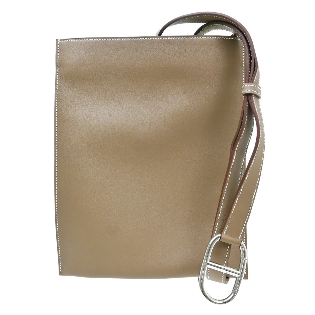 Hermes Pochenplus Sling Gray Leather Bag (1 of 7)