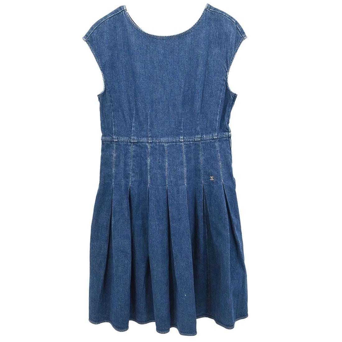 CHANEL 07C Blue Sleeveless Short Denim Dress Size 40 (1 of 15)
