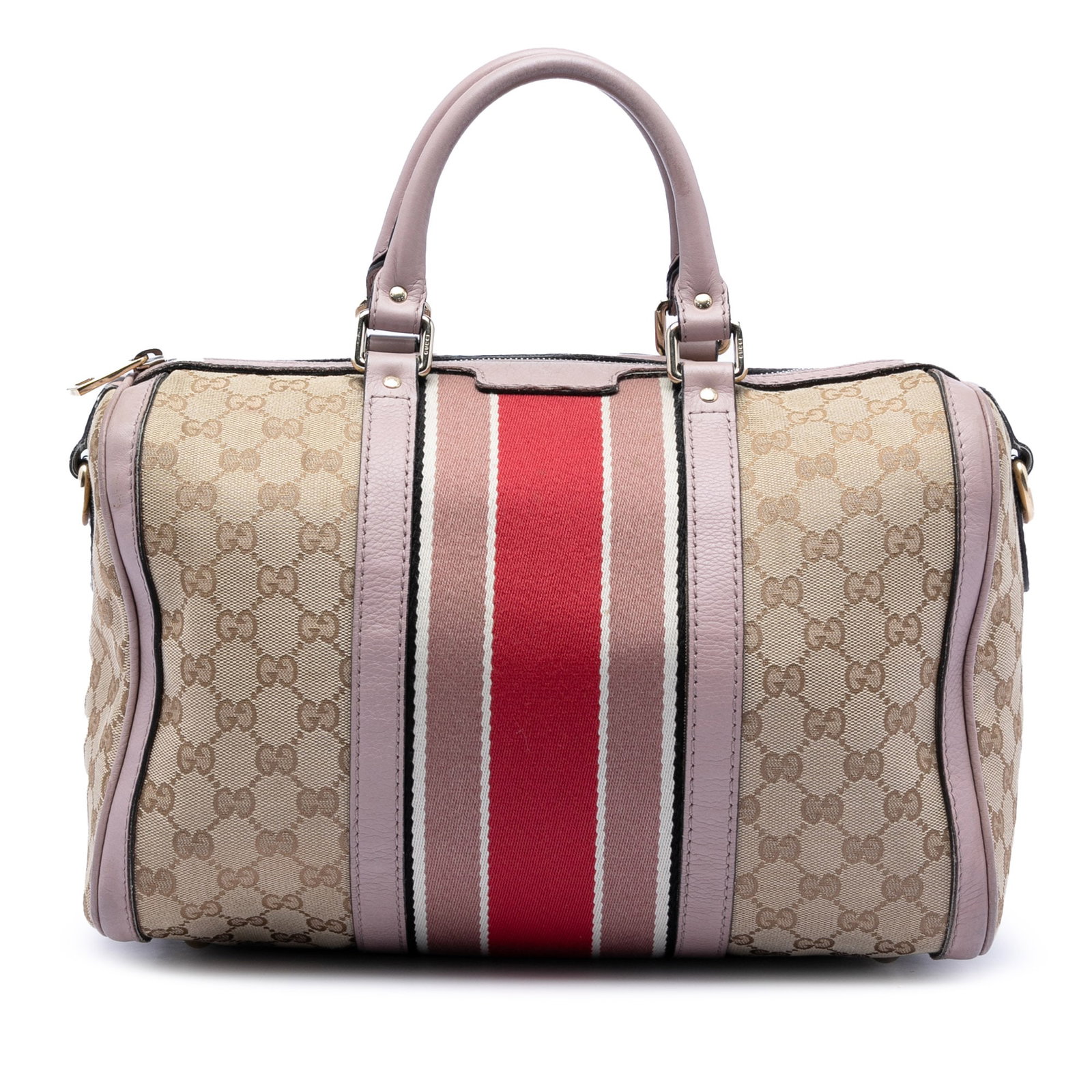 Gucci Joy Boston Satchel GG Canvas Web Beige: Gucci Joy Boston Satchel GG Canvas Web Beige This Gucci Medium GG Canvas Web Joy Boston Bag features a beige canvas body with leather trim, rolled leather handles, and a detachable leather shoulder