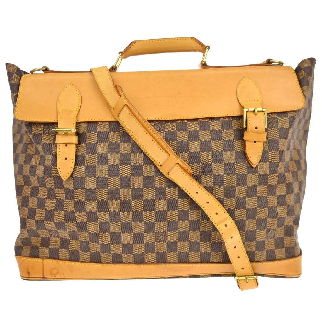 Louis Vuitton West End Damier Canvas Bag with Shoulder Strap: Louis Vuitton West End Damier Canvas Bag with Shoulder Strap Louis Vuitton West End Centenaire Damier bag in brown canvas with a unisex design. This piece is in fair condition with visible wear, inclu