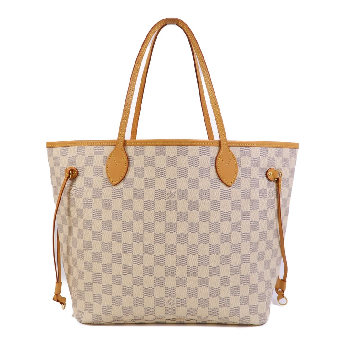 Louis Vuitton Neverfull MM Damier Azur White Shoulder Bag: Louis Vuitton Neverfull MM Damier Azur White Shoulder Bag Louis Vuitton Neverfull MM shoulder bag in Damier Azur white. This women's bag is made of PVC coated canvas and is noted in AB: Very Good cond