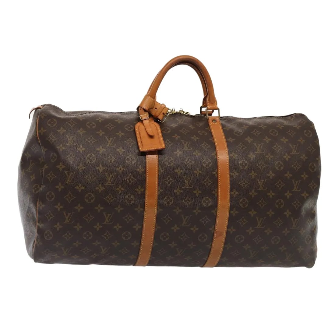 Louis Vuitton Keepall Monogram Canvas Travel Duffle 60cm: Louis Vuitton Keepall Monogram Canvas Travel Duffle 60cm This Louis Vuitton Keepall Bag features the iconic monogram canvas in brown, designed for unisex use. The bag is crafted in France and offers a