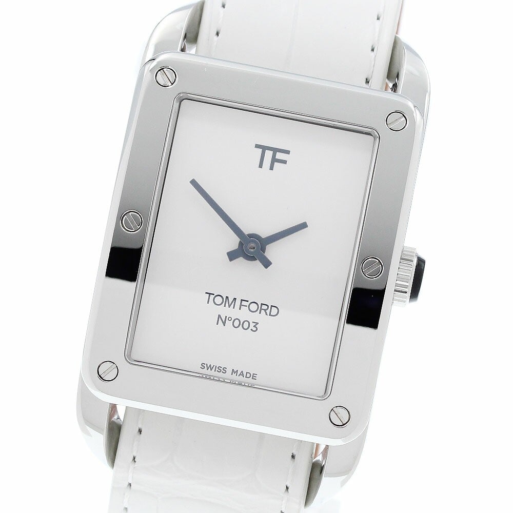 TOM FORD N.003 Quartz Stainless Steel Men's Wristwatch: TOM FORD N.003 Quartz Stainless Steel Men's Wristwatch This TOM FORD N.003 men's wristwatch features a stainless steel case with a white dial and a leather strap. Powered by a quartz movement, it offe