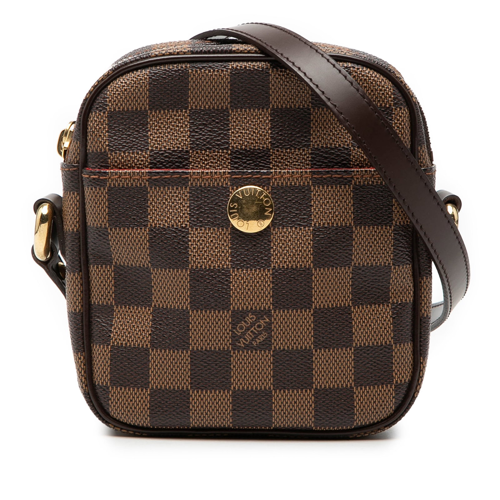 Louis Vuitton Rift Crossbody Bag in Damier Ebene Canvas with Leather Trim: Louis Vuitton Rift Crossbody Bag in Damier Ebene Canvas with Leather Trim This Louis Vuitton Damier Ebene Rift bag features a signature damier ebene canvas body with leather trim, an exterior front sl