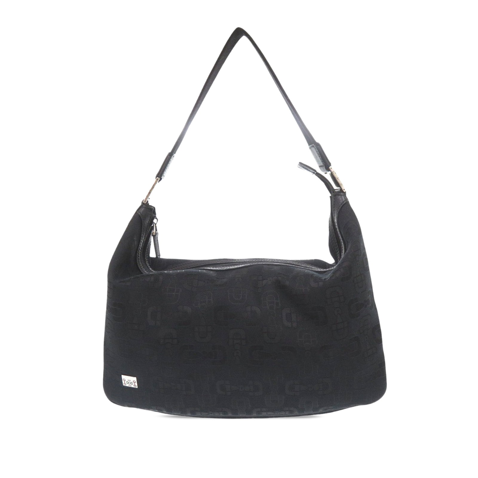Gucci Horsebit Black Canvas Shoulder Handbag: Gucci Horsebit Black Canvas Shoulder Handbag Gucci Horsebit shoulder bag in black canvas with leather trim. This bag features a flat leather shoulder strap, top zip closure, and an interior zip pocket