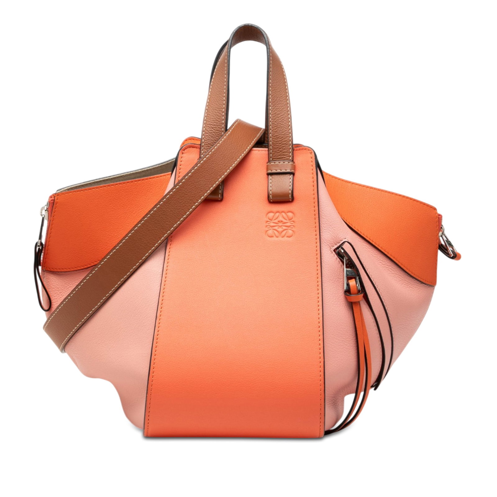 LOEWE Hammock Small Tricolor Calfskin Leather Shoulder Bag: LOEWE Hammock Small Tricolor Calfskin Leather Shoulder Bag LOEWE Small Tricolor Soft Grained Calfskin Hammock Bag crafted in leather with flat leather handles, a detachable and adjustable flat leather