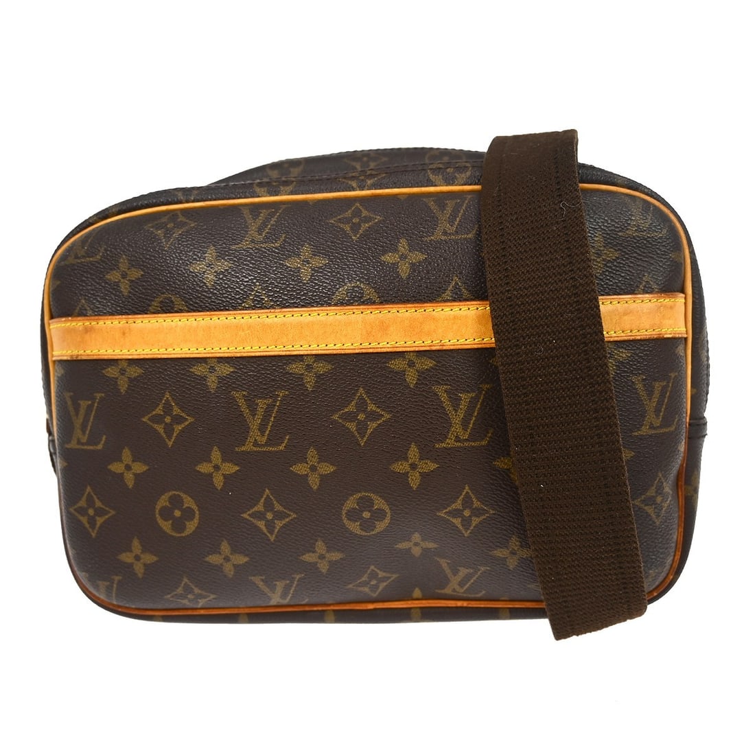 Louis Vuitton Reporter PM Monogram Canvas Crossbody Bag M45254: Louis Vuitton Reporter PM Monogram Canvas Crossbody Bag M45254 Vintage Louis Vuitton Reporter PM shoulder bag in brown Monogram canvas with leather trim and an adjustable crossbody strap. This zip-clo