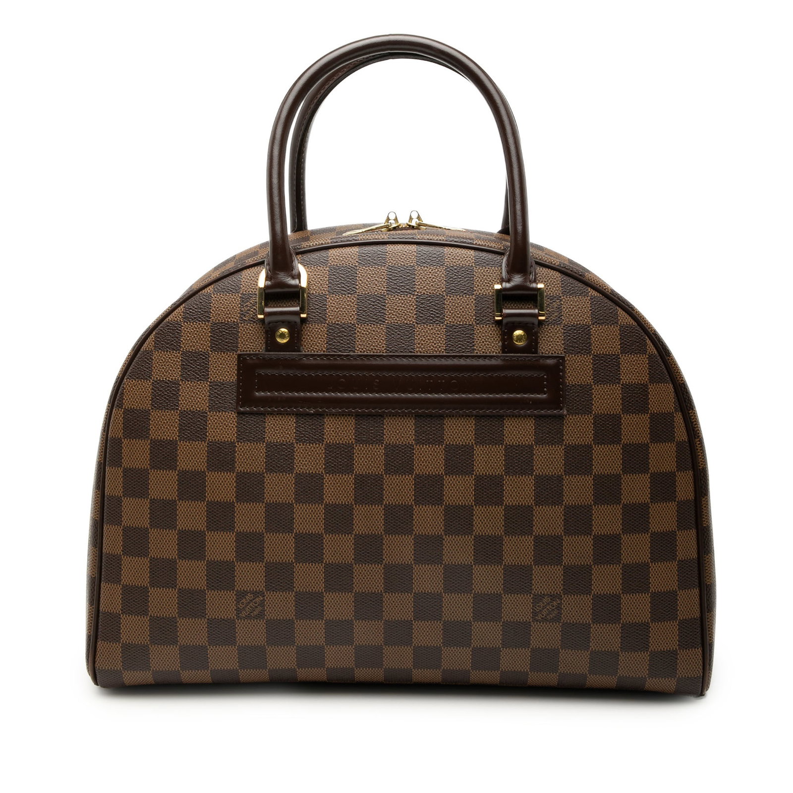 Louis Vuitton Nolita Damier Ebene Brown Fabric Handbag: Louis Vuitton Nolita Damier Ebene Brown Fabric Handbag This Louis Vuitton Damier Ebene Nolita bag features the iconic Damier Ebene canvas with leather trim, rolled leather handles, a top zip closure, 