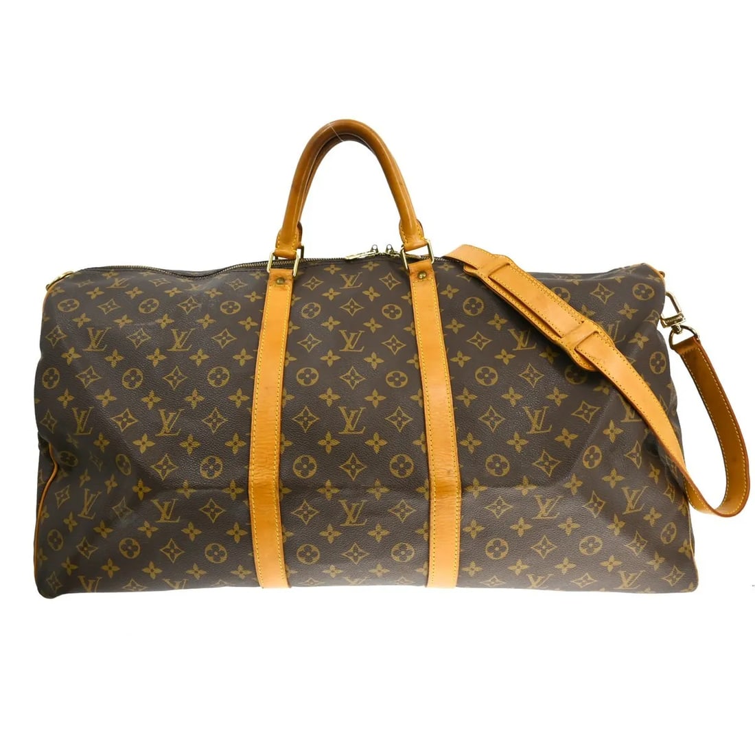 Louis Vuitton Keepall Bandouliere Canvas Travel Bag with Strap: Louis Vuitton Keepall Bandouliere Canvas Travel Bag with Strap Louis Vuitton Keepall Bandouliere in brown monogram canvas. This unisex travel bag is made in France and is presented in good condition w
