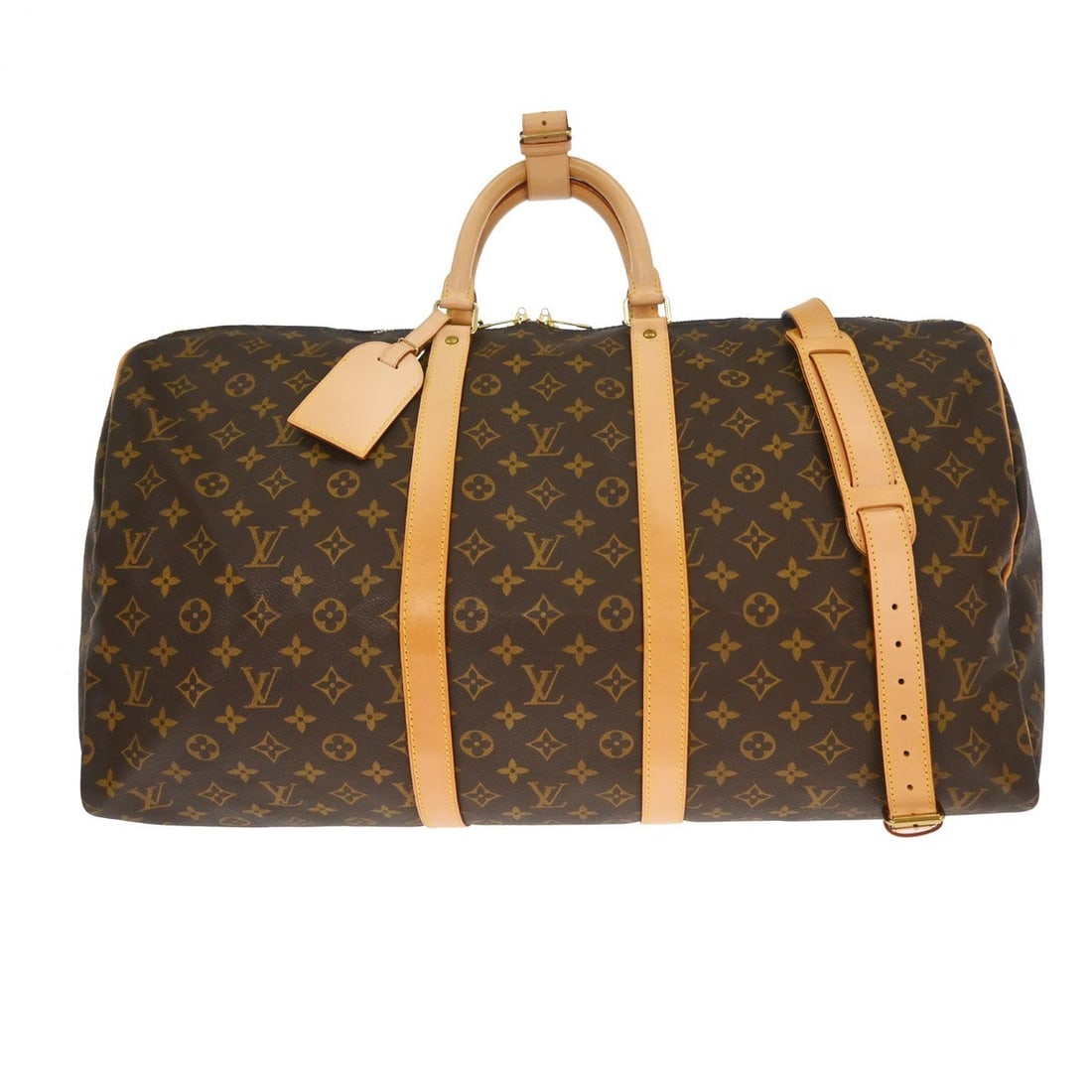 Louis Vuitton Keepall 55 Bandouliere Monogram Travel Duffle Bag M41414: Louis Vuitton Keepall 55 Bandouliere Monogram Travel Duffle Bag M41414 Vintage Louis Vuitton Keepall Bandouliere 55 travel bag in Monogram canvas with leather trim. This extra-large duffle features a 