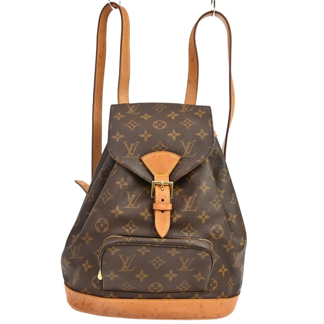 Louis Vuitton M51136 Montsouris MM Monogram Canvas Backpack: Louis Vuitton M51136 Montsouris MM Monogram Canvas Backpack Vintage Louis Vuitton Montsouris MM backpack in brown Monogram canvas with leather trim. This women's medium backpack features a flap buckle