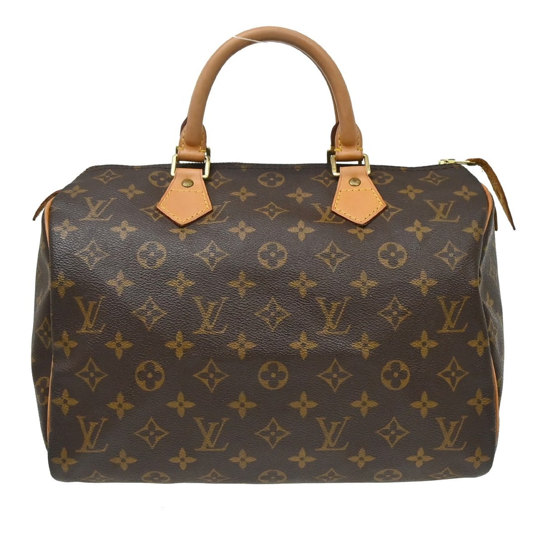 Louis Vuitton Speedy 30 Monogram Canvas Satchel M41526: Louis Vuitton Speedy 30 Monogram Canvas Satchel M41526 Vintage Louis Vuitton Speedy 30 handbag in Monogram canvas with leather double handles and a zip closure. This satchel-style purse features a bro