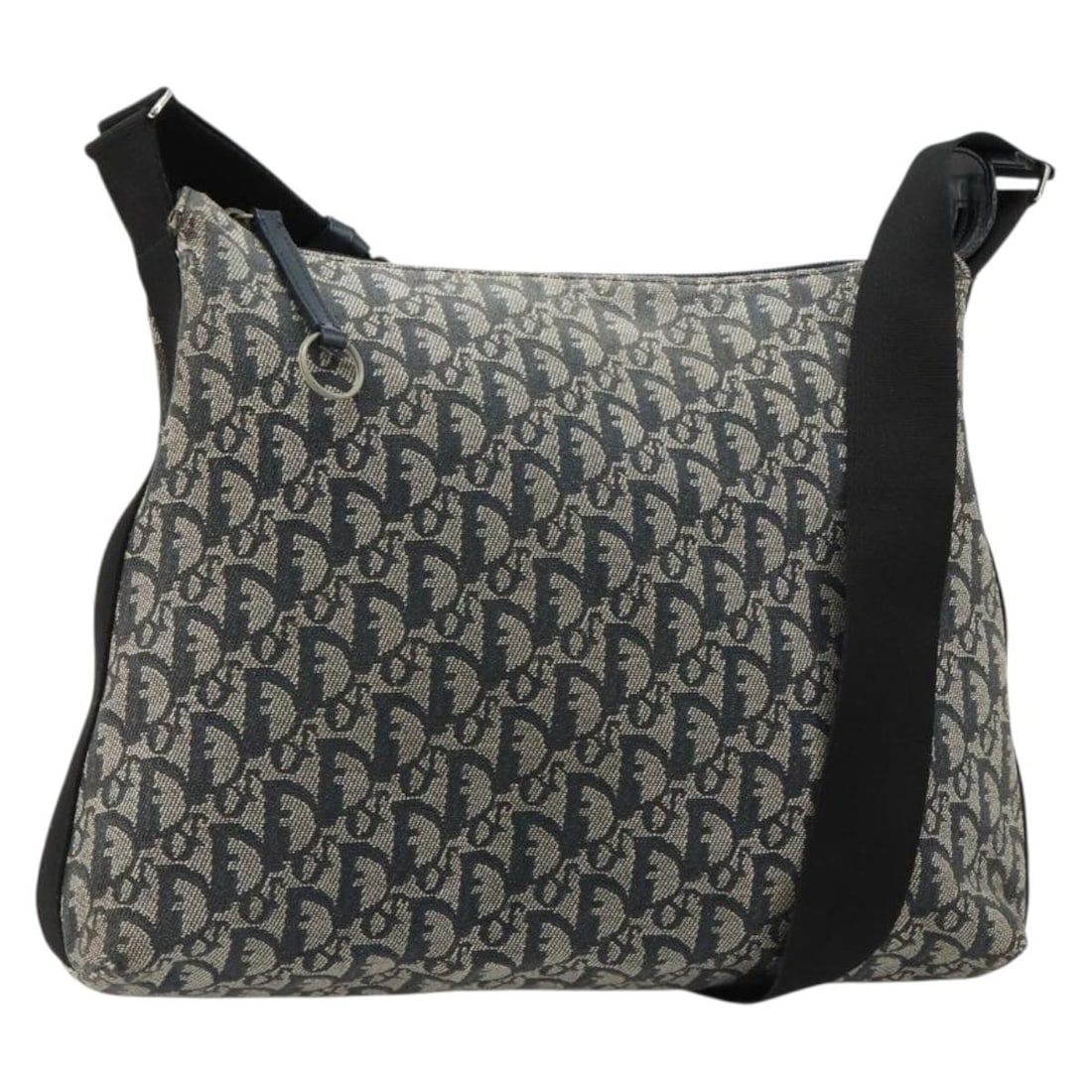 Christian Dior Navy Silver Trotter Canvas Shoulder Bag: Christian Dior Navy Silver Trotter Canvas Shoulder Bag Christian Dior shoulder bag in navy and silver Trotter canvas, made in Italy. This women's bag includes an adjustable shoulder strap and is offer