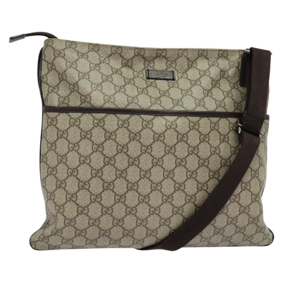 GUCCI GG Supreme Beige Silver PVC Leather Shoulder Bag 141198 Auth: GUCCI GG Supreme Beige Silver PVC Leather Shoulder Bag 141198 Auth This authentic GUCCI GG Supreme Shoulder Bag is a stylish accessory crafted from durable PVC leather in a chic beige and silver color