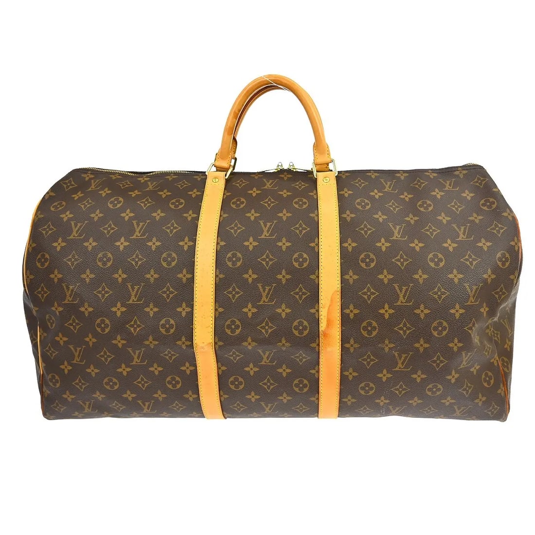 Louis Vuitton Keepall Brown Monogram Canvas Travel Bag: Louis Vuitton Keepall Brown Monogram Canvas Travel Bag Louis Vuitton Keepall in brown monogram canvas. This unisex travel bag is made in France and is presented in fair condition with visible wear. No