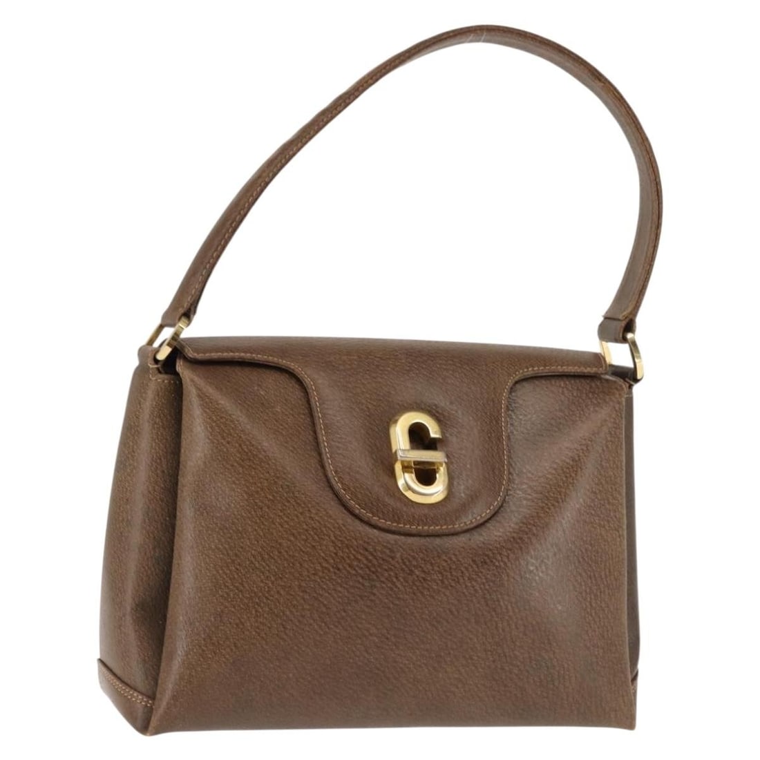 GUCCI Vintage Leather Hand Bag Gold Brown Italy Auth 146612 (1 of 18)