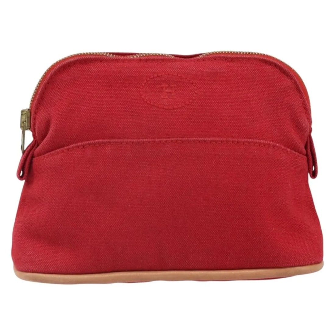 Hermes Bolide Travel Red Canvas Pouch: Hermes Bolide Travel Red Canvas Pouch The Hermes Bolide Travel Pouch is crafted from red canvas and designed for women. This pouch features a compact silhouette, making it ideal for organizing essenti