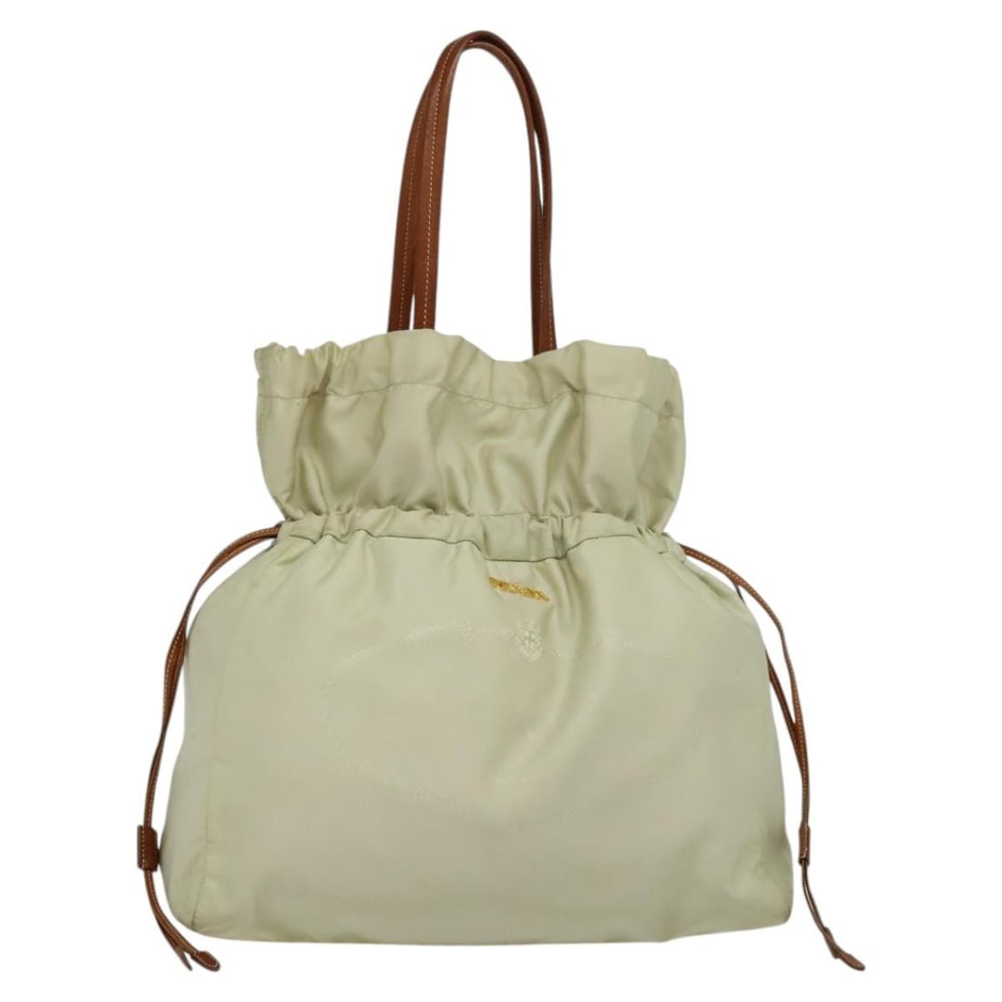 Prada beige gold nylon shoulder bag Italy (1 of 18)