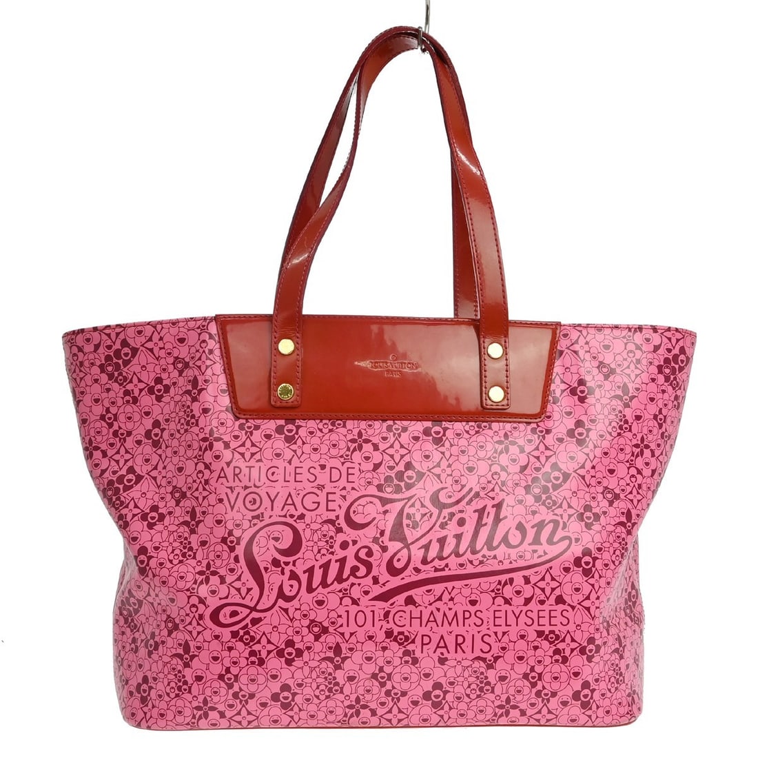 Louis Vuitton Cosmic Blossom PM Pink Patent PVC Handbag M93160: Louis Vuitton Cosmic Blossom PM Pink Patent PVC Handbag M93160 Louis Vuitton Beach Line Cosmic Blossom PM tote bag in pink with a zip closure and top handles. This women's handbag features logo accent