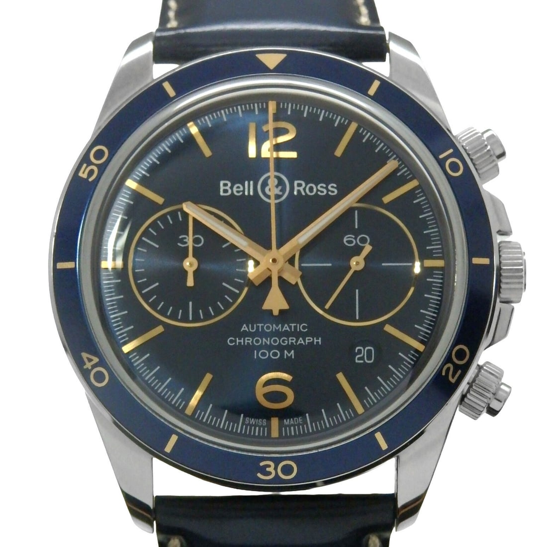Bell Ross BRV2-94-BU-G-ST SCA Men's Swiss Chronograph Watch: Bell Ross BRV2-94-BU-G-ST SCA Men's Swiss Chronograph Watch This Bell & Ross Aeronavale BRV2-94-BU-G-ST/SCA is a chronograph wristwatch designed for men. Made in Switzerland, it features the quality a