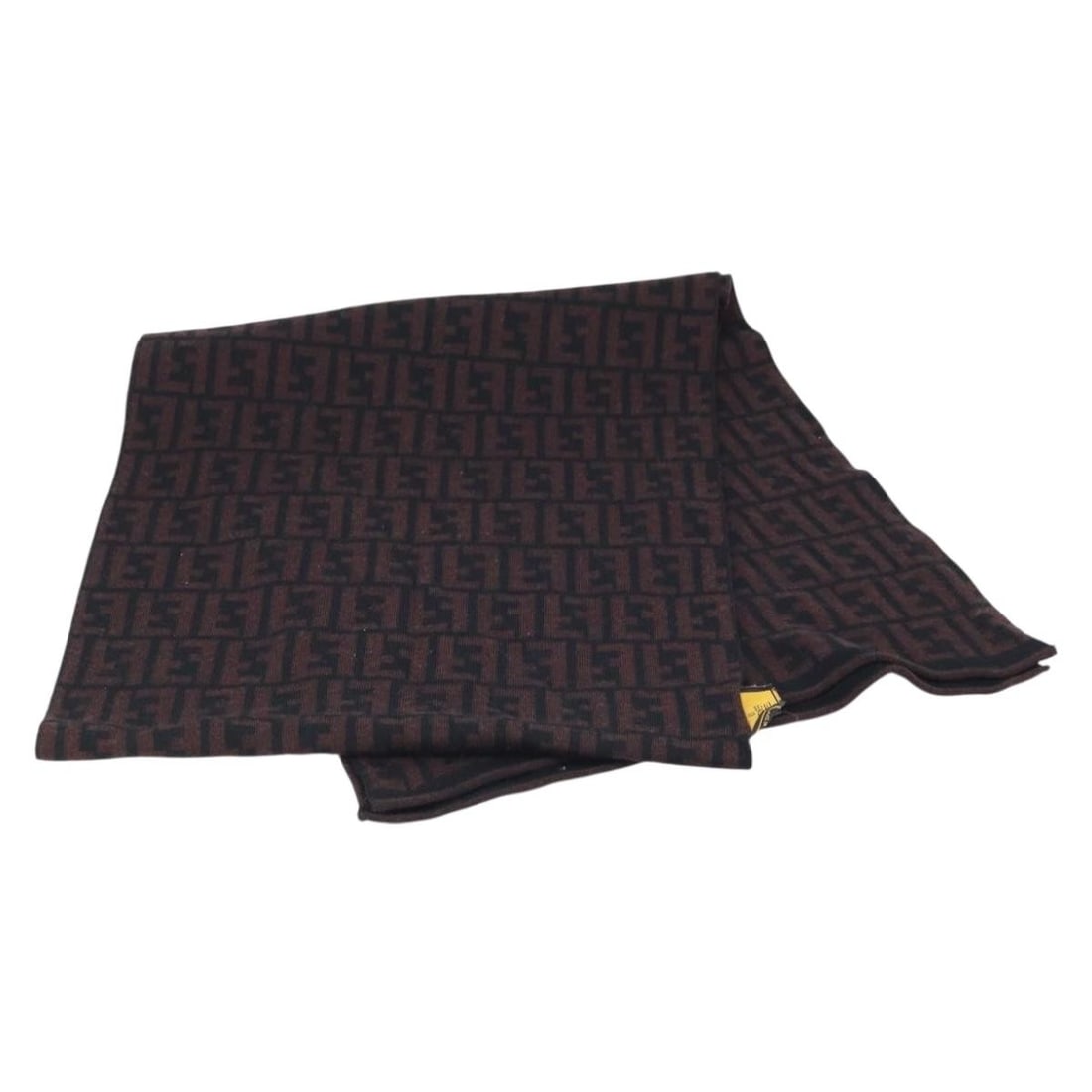 Fendi Wool Scarf Black and Brown Zucca Pattern Italy: Fendi Wool Scarf Black and Brown Zucca Pattern Italy This FENDI scarf features the iconic Zucca canvas design in black and brown, crafted from wool for a soft and comfortable feel. Designed for women,
