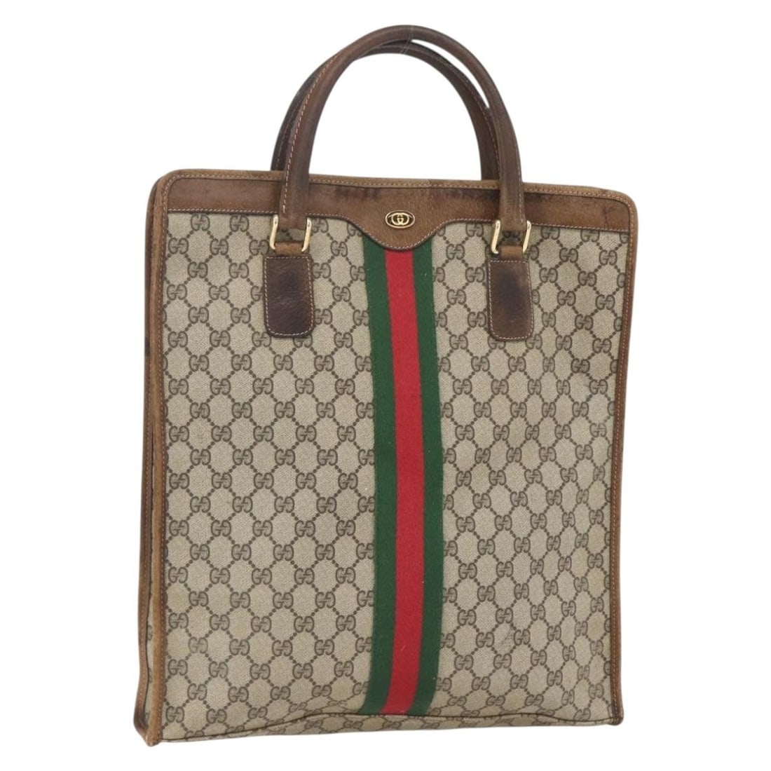 Beige Gold GUCCI GG Supreme Web Tote Bag PVC Leather 010 378: Beige Gold GUCCI GG Supreme Web Tote Bag PVC Leather 010 378 This is a Gucci GG Supreme Web Sherry Line tote bag crafted from beige and gold PVC leather with GG canvas accents. The bag is designed wit