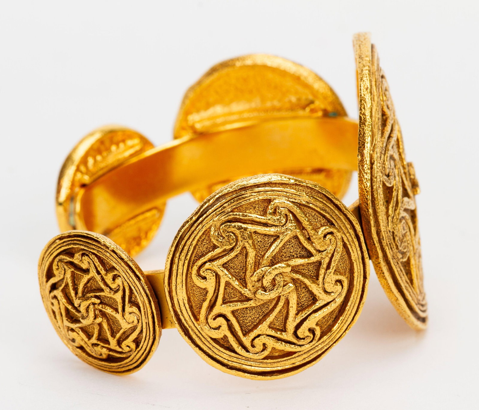 Chanel gold plated shield medallion cuff bracelet - 3