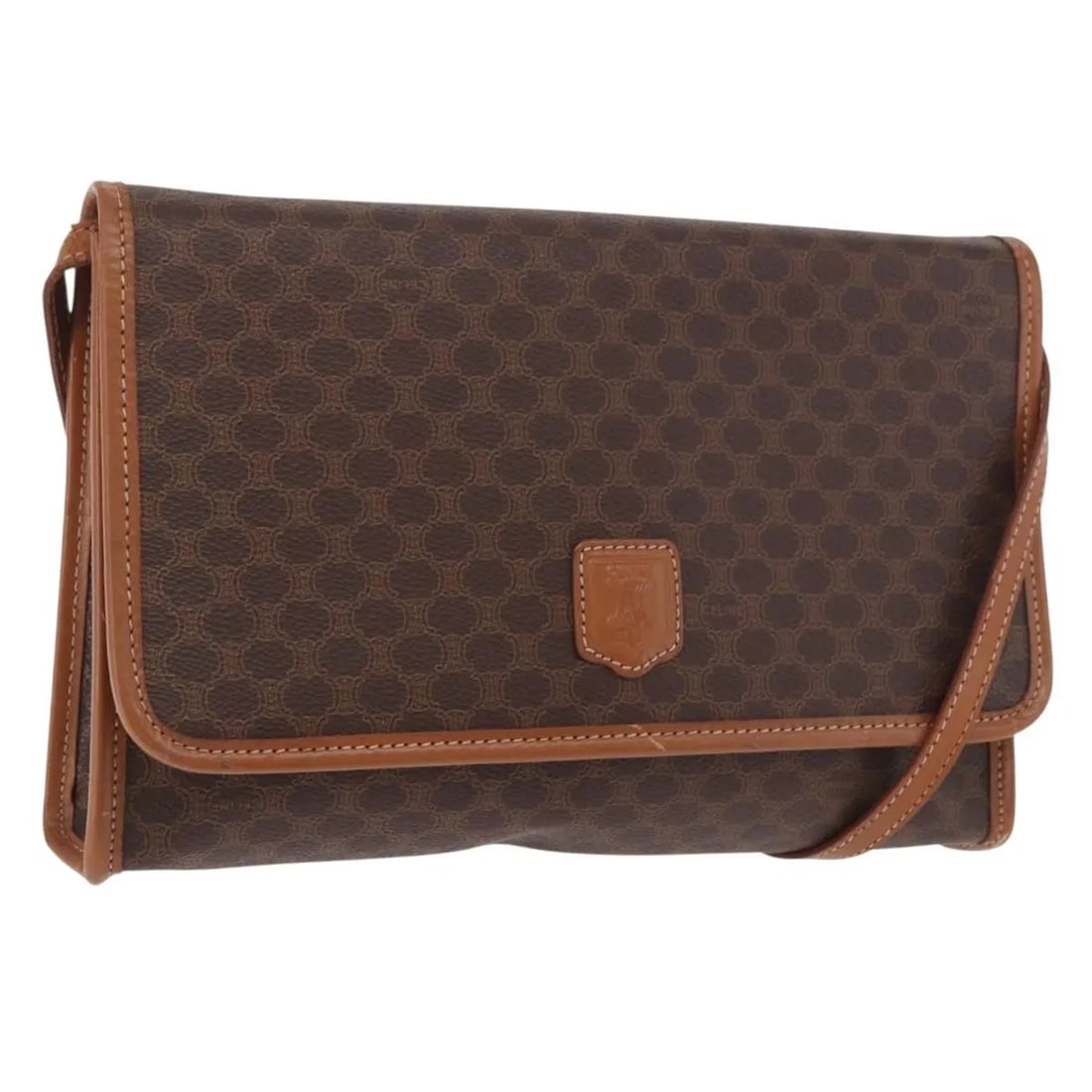 Celine Vintage Macadam Unisex Canvas Shoulder Bag Brown: Celine Vintage Macadam Unisex Canvas Shoulder Bag Brown Vintage Celine Macadam bag in brown canvas with leather trim. This unisex piece is made in Italy and shows fair overall condition with visible w