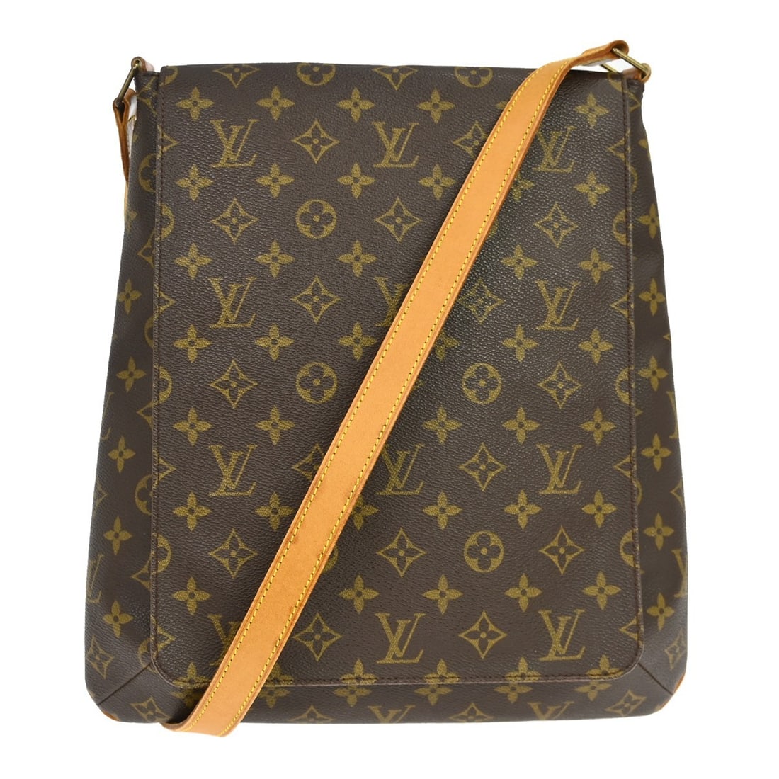 Louis Vuitton Musette Monogram Canvas Shoulder Bag M51256: Louis Vuitton Musette Monogram Canvas Shoulder Bag M51256 Vintage Louis Vuitton Musette shoulder bag in brown Monogram canvas with leather strap and zip closure. This women's medium bag shows reasonab