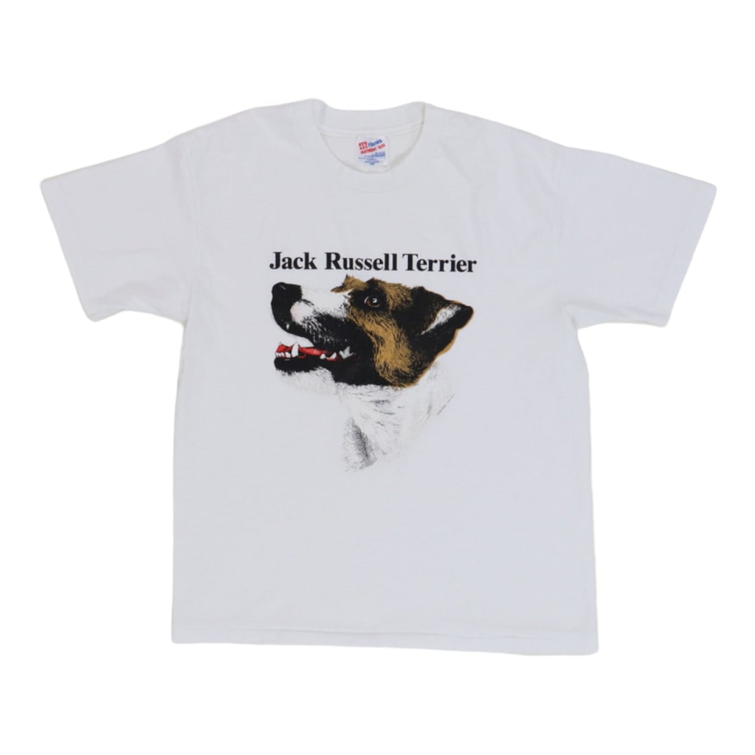 Vintage 1991 Jack Russell Terrier White Poly Cotton Dog Graphic Shirt Large (1 of 4)