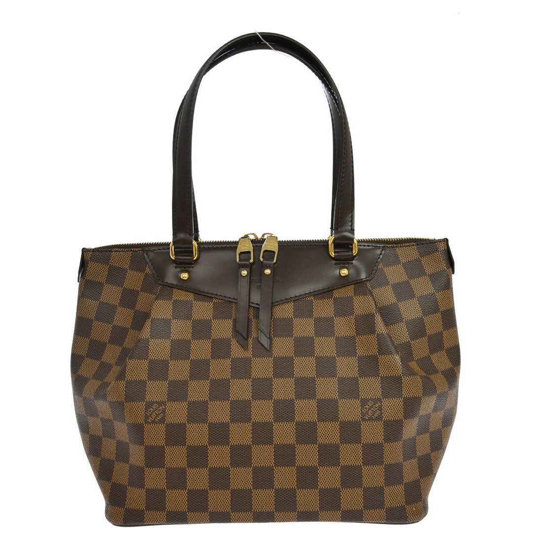 Louis Vuitton Westminster PM Damier Canvas Tote Brown N41102: Louis Vuitton Westminster PM Damier Canvas Tote Brown N41102 Vintage Louis Vuitton Westminster PM shoulder tote bag in Damier canvas and leather with a brown Ebene check pattern. This zip-top bag feat