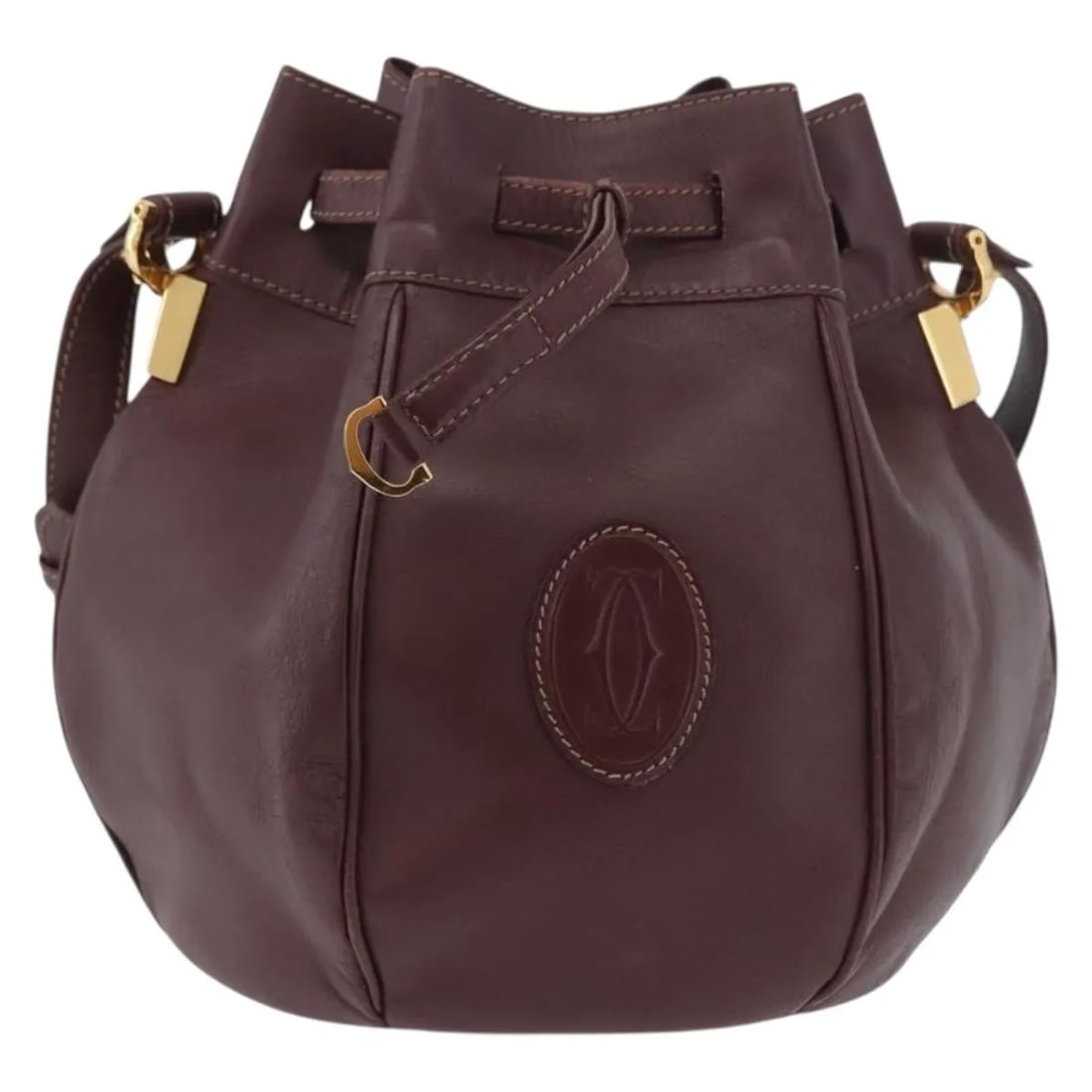 Burgundy Leather Handbag Cartier Must de cartier (1 of 18)