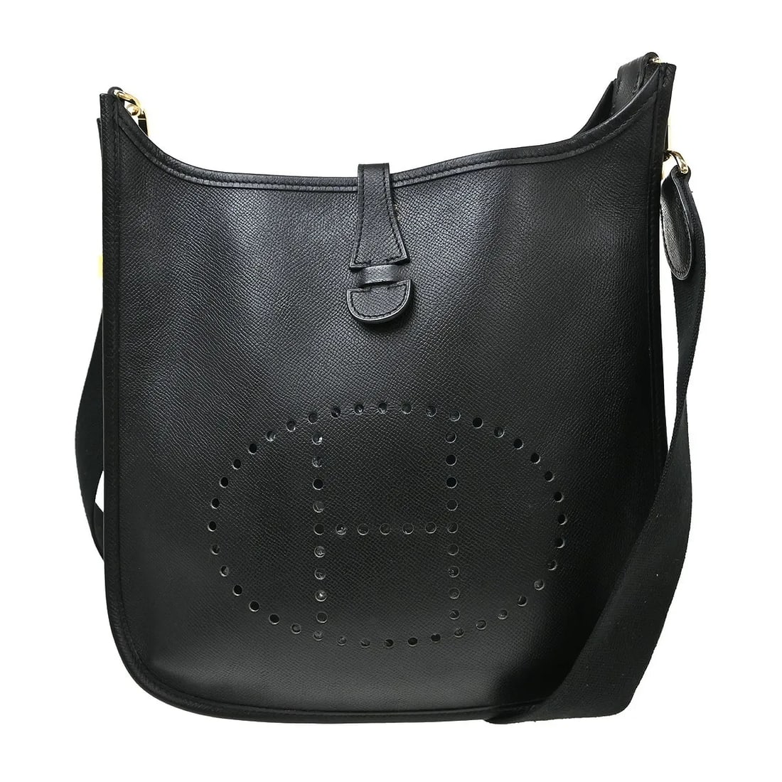 Hermes Evelyne Gen II Black Leather Shoulder Bag: Hermes Evelyne Gen II Black Leather Shoulder Bag Hermes Evelyne Bag Gen II in black leather. This women's bag is made in France and is presented in good condition, with light scratching to the exterio