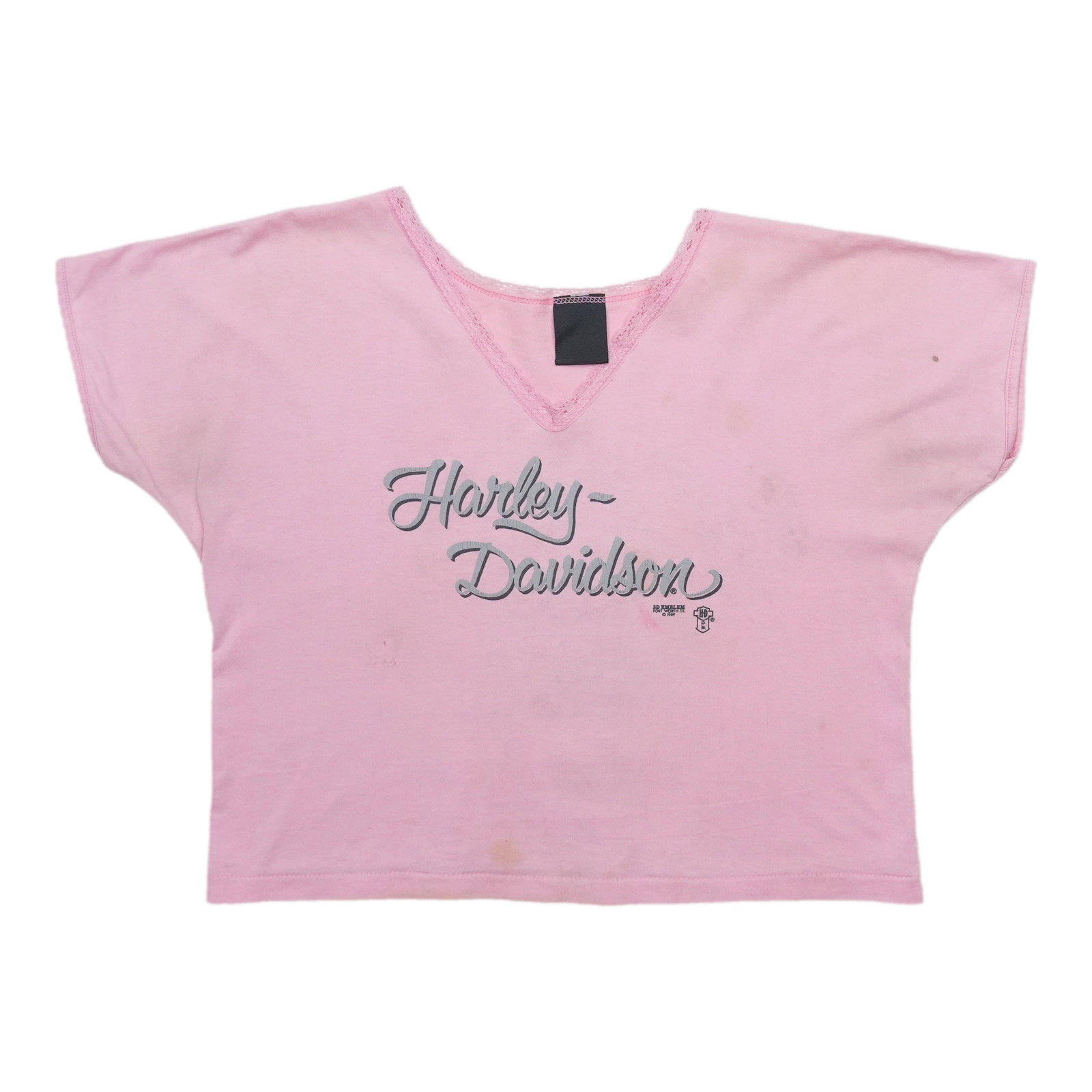 Vintage 1989 Harley Davidson Pink Cotton Crop Top Avon New York (1 of 9)