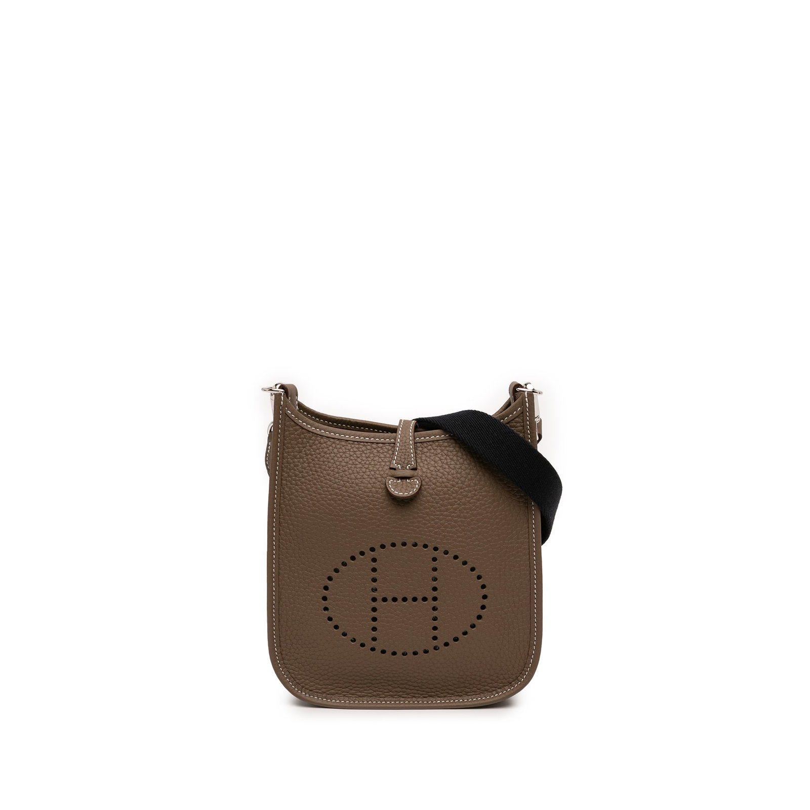 Hermes Evelyne 16 Amazone Clemence Leather Shoulder Bag: Hermes Evelyne 16 Amazone Clemence Leather Shoulder Bag Hermes Clemence Evelyne 16 Amazone shoulder bag in Etoupe Clemence leather. This bag features a detachable flat canvas strap and an open top wit